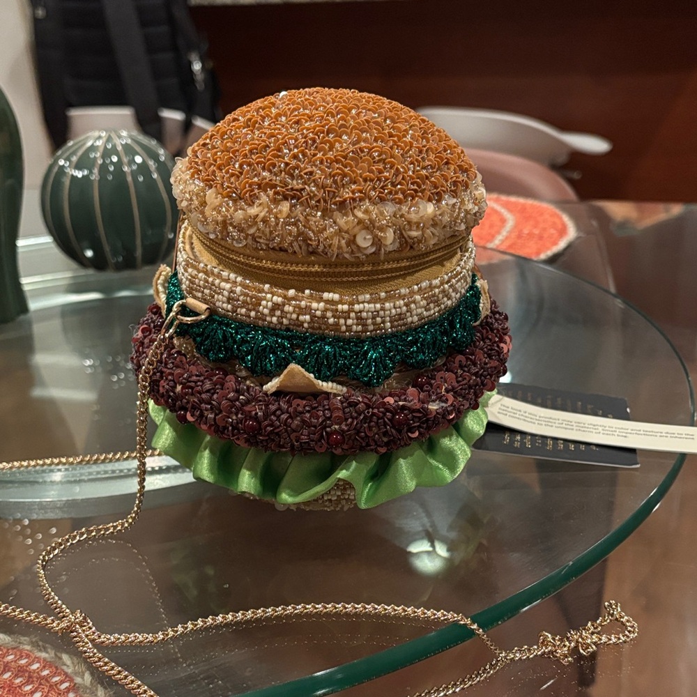 Beaded Hamburger Crossbody Bag